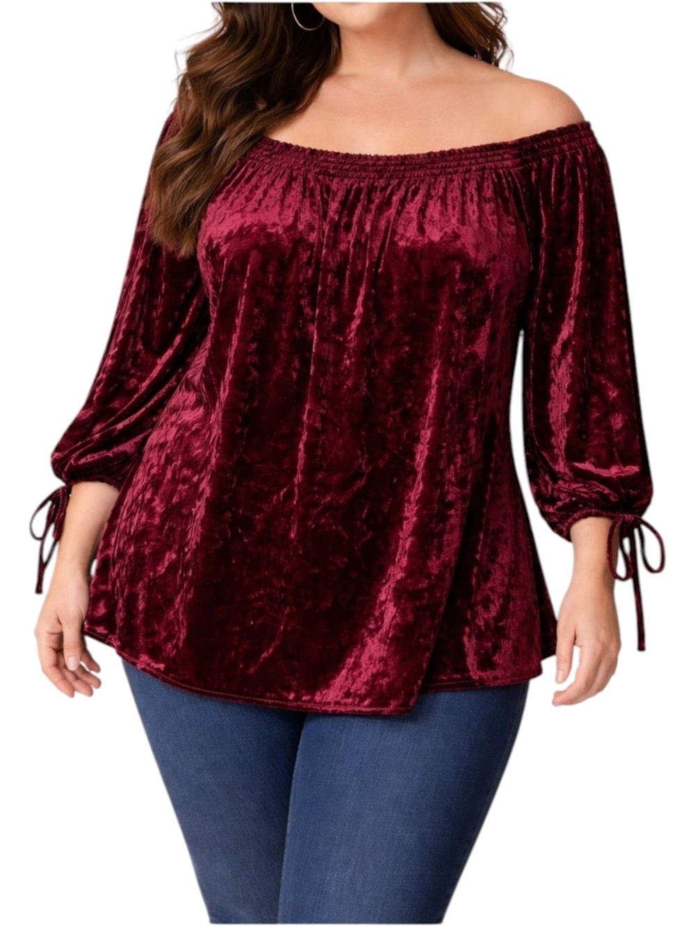 Jessica Simpson Velvet Blouse Adelia Wine Fig